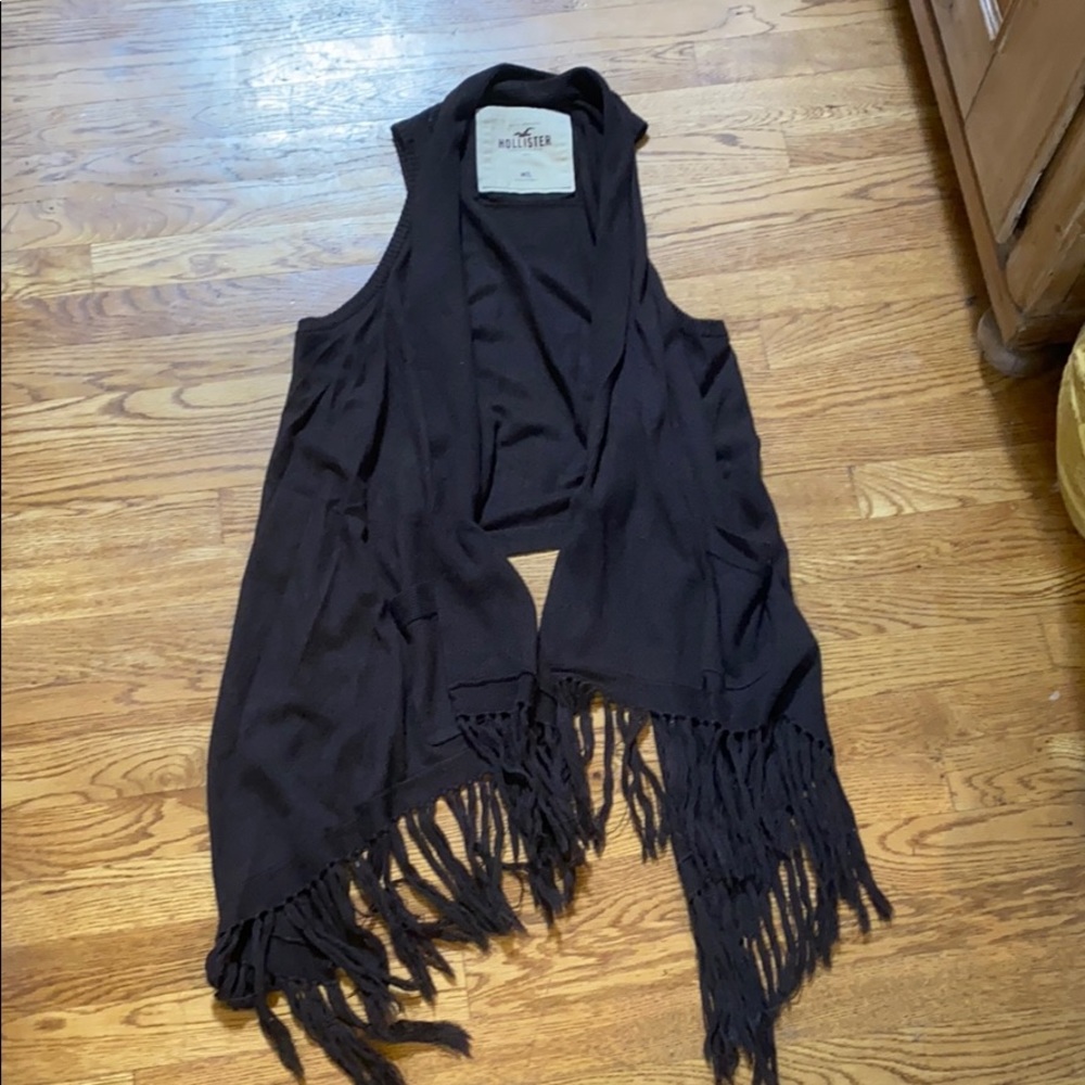 Hollister brown fringe sweater vest